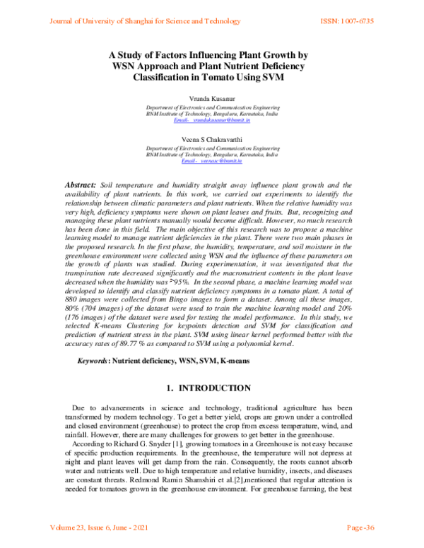 (PDF) A Study of Factors Influencing Plant Growth by WSN Approach and ...
