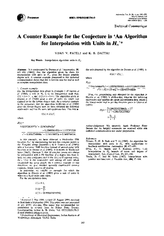 (PDF) A counter example for the conjecture in ‘an algorithm for ...