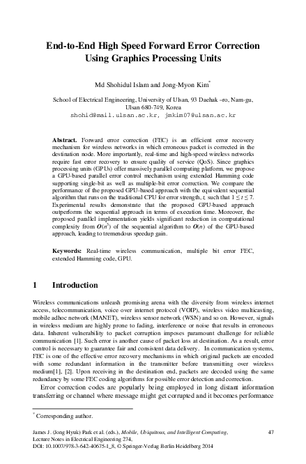 (PDF) End-to-End High Speed Forward Error Correction Using Graphics ...
