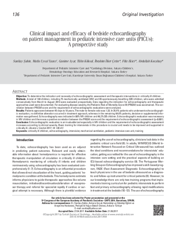 (PDF) Clinical impact and efficacy of bedside echocardiography on ...