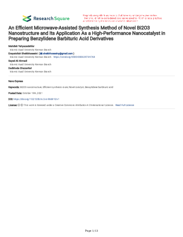 (PDF) An Efficient Microwave-Assisted Synthesis Method of Novel Bi2O3 ...