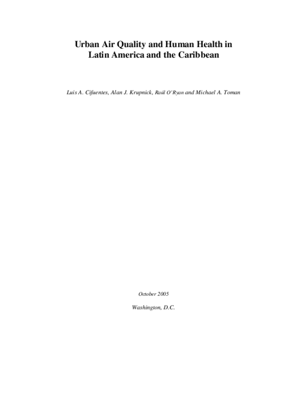 (PDF) Urban air quality and human health in Latin America and the Caribbean