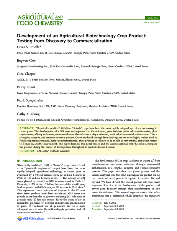 (PDF) Development of an Agricultural Biotechnology Crop Product ...