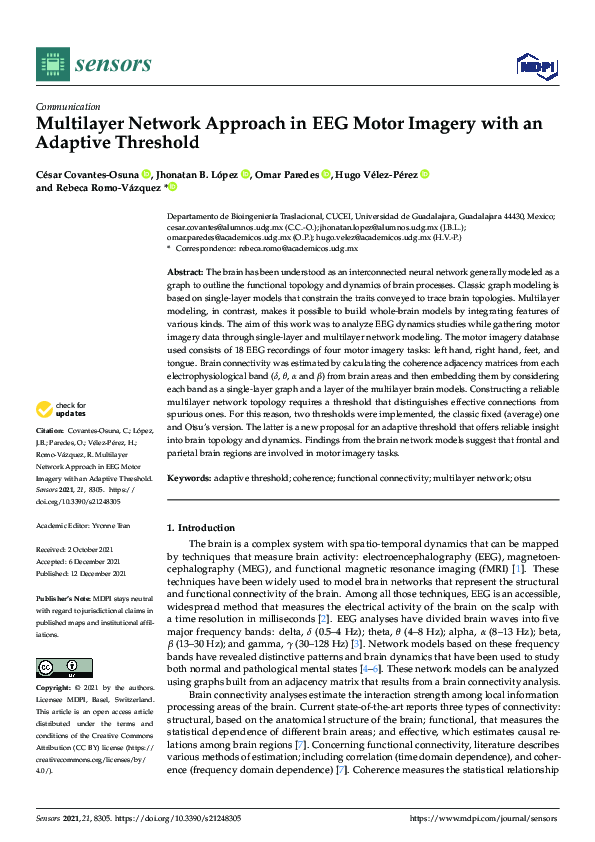 (PDF) Multilayer Network Approach in EEG Motor Imagery with an Adaptive ...