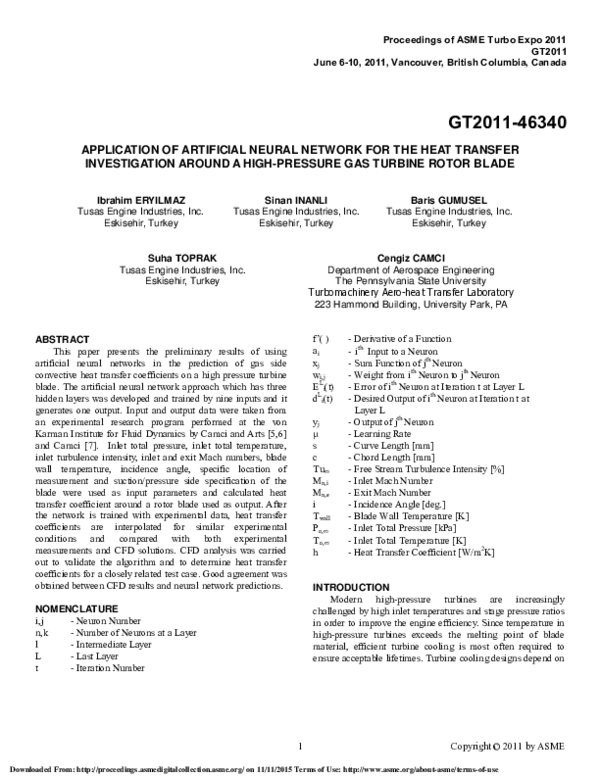 (PDF) Application of Artificial Neural Network for the Heat Transfer ...