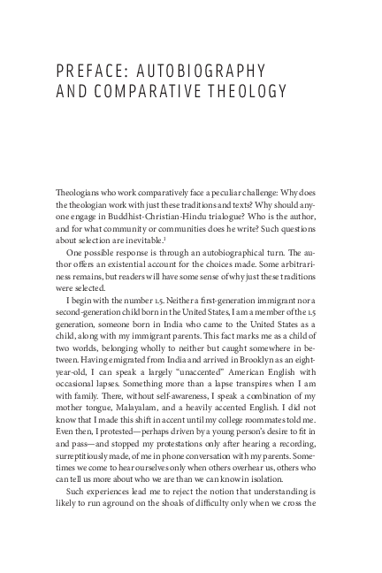 (PDF) Preface: Autobiography and Comparative Theology