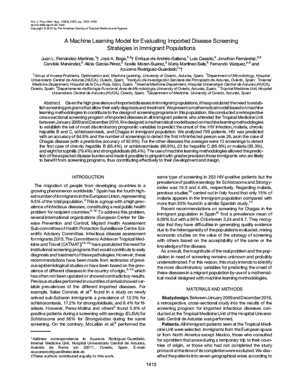 (PDF) A Machine Learning Model for Evaluating Imported Disease ...