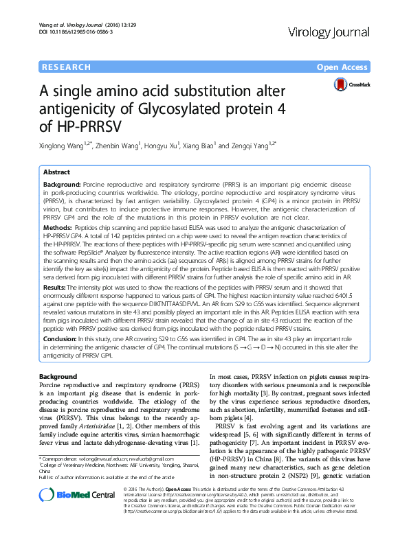 (PDF) A single amino acid substitution alter antigenicity of ...