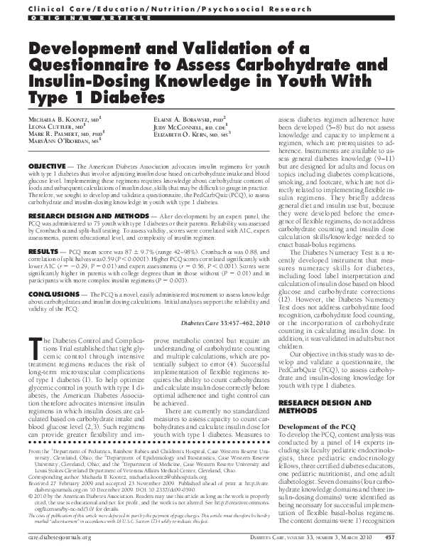 (PDF) Development and Validation of a Questionnaire to Assess ...