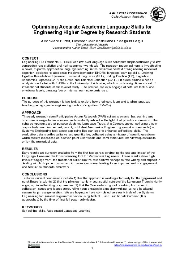 (PDF) Optimising accurate academic language skills for engineering ...