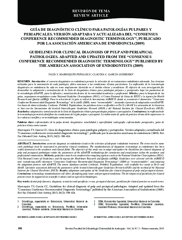 (PDF) Guía De Diagnóstico Clínico Para Patologías Pulpares y