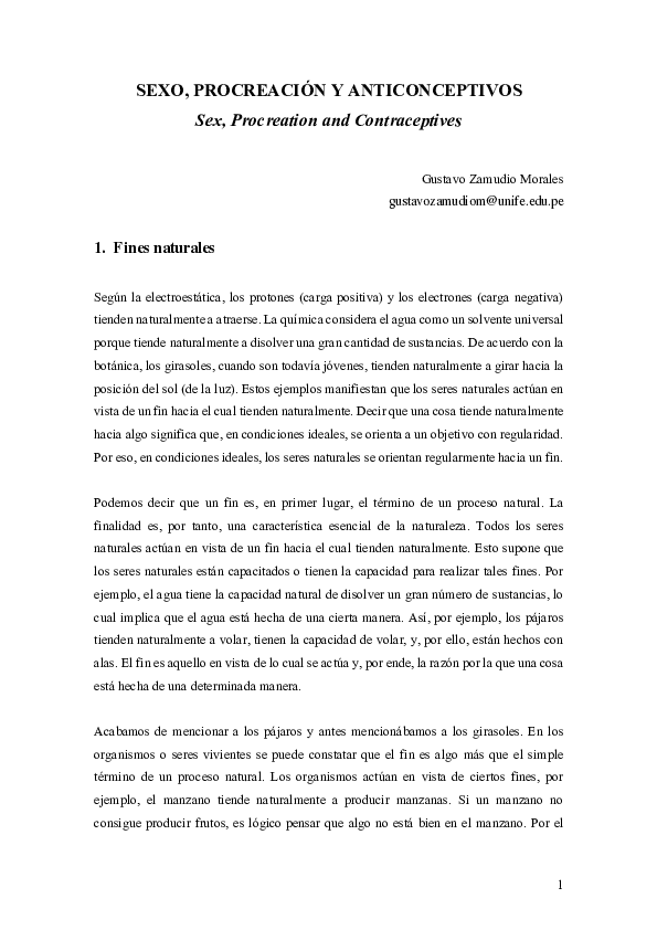 (PDF) Sexo, procreación y anticonceptivos (Sex, Procreation and ...