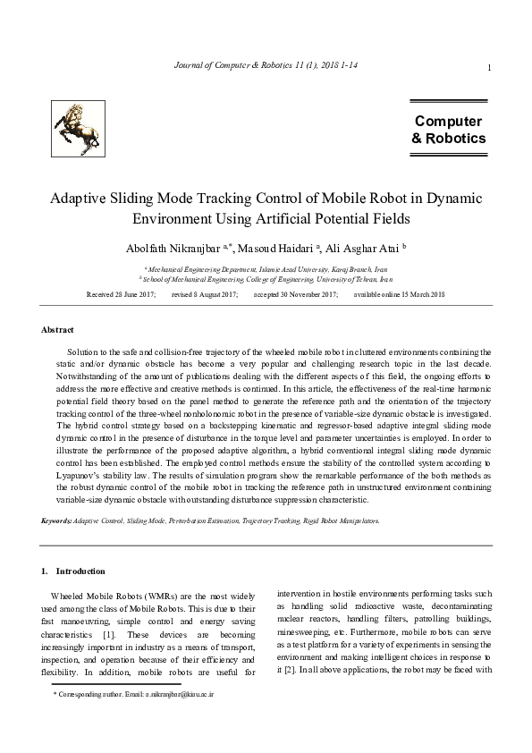 (PDF) Adaptive Sliding Mode Tracking Control of Mobile Robot in Dynamic ...
