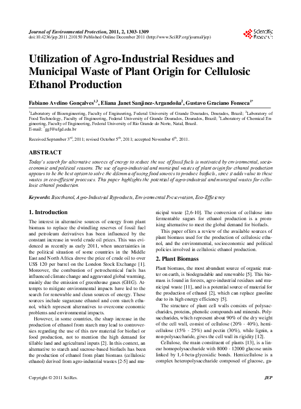 (PDF) Utilization of Agro-Industrial Residues and Municipal Waste of ...