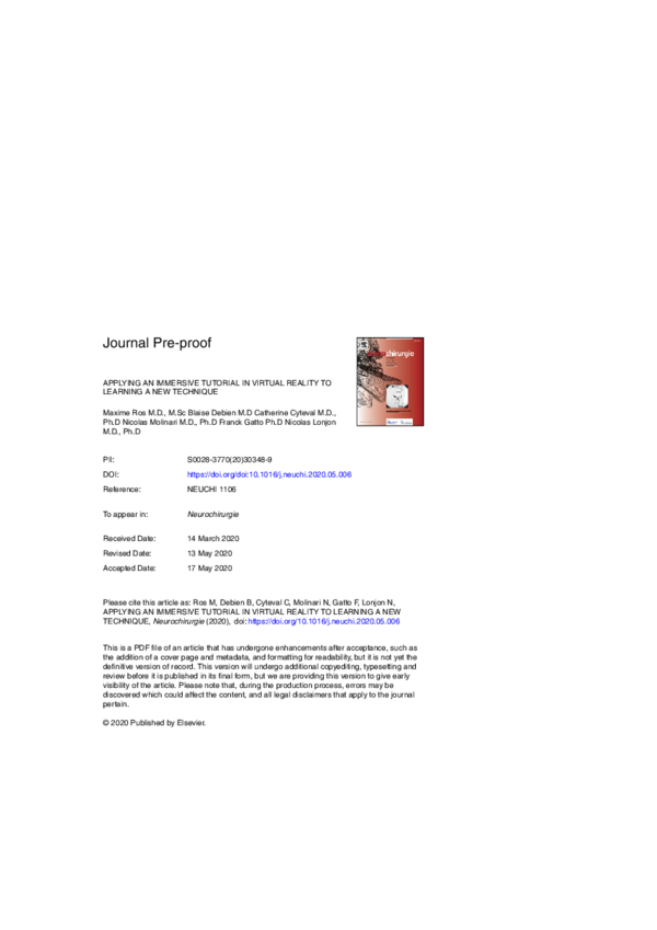(PDF) Applying an immersive tutorial in virtual reality to learning a ...