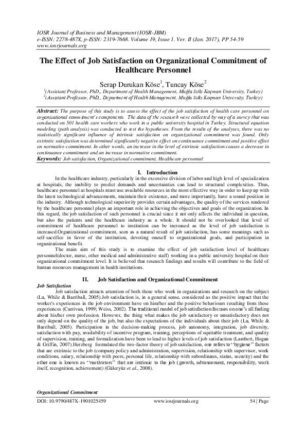 (PDF) The Effect of Job Satisfaction on Organizational Commitment of ...