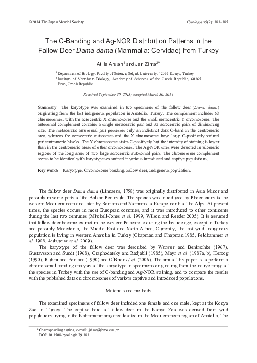 (PDF) The C-Banding and Ag-NOR Distribution Patterns in the Fallow Deer ...