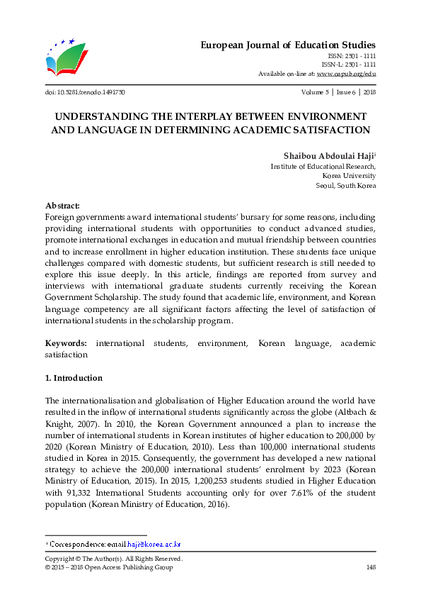 (PDF) Understanding the Interplay Between Environment and Language in ...