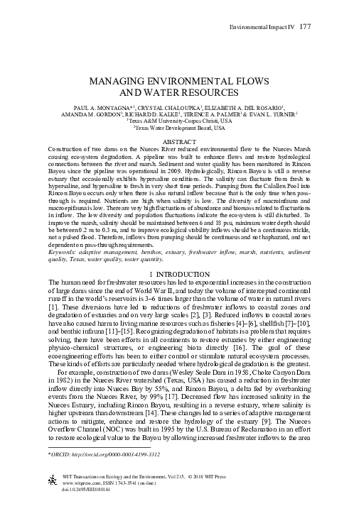 (PDF) Managing Environmental Flows and Water Resources
