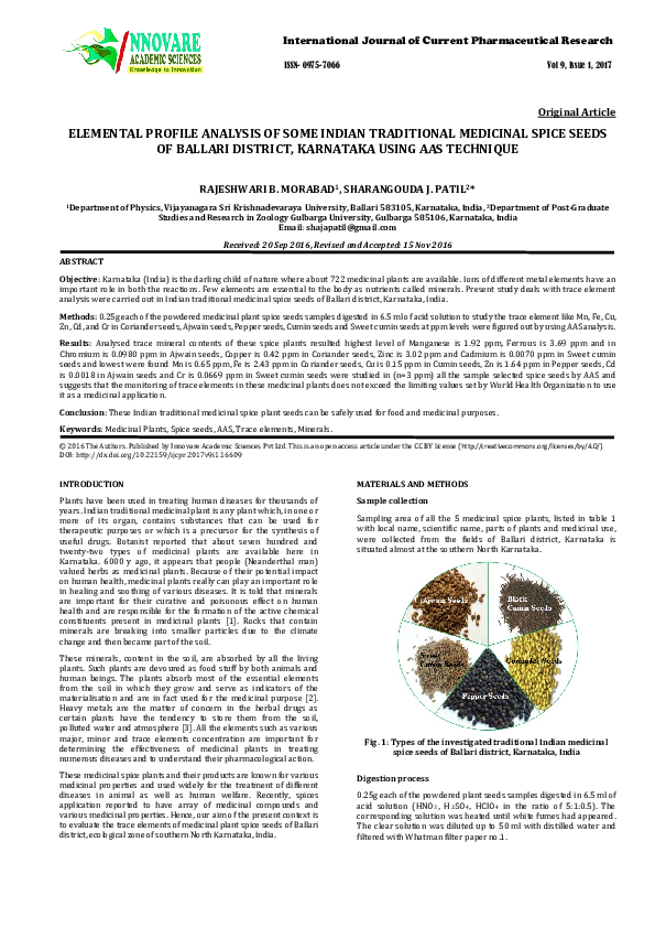 (PDF) Elemental Profile Analysis of Some Indian Traditional Medicinal ...