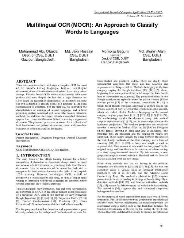 (PDF) Multilingual OCR'MOCR': An Approach to Classify Words to ...
