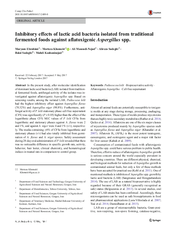 (PDF) Inhibitory effects of lactic acid bacteria isolated from ...