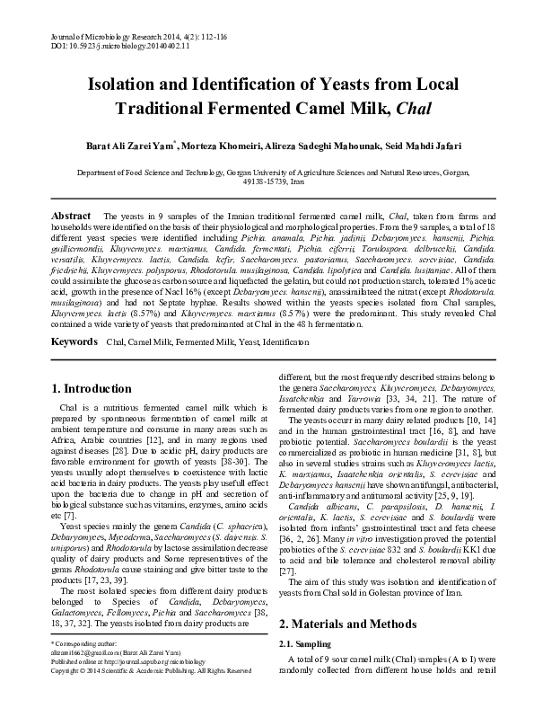 (PDF) Isolation and Identification of Yeasts and Lactic Acid Bacteria ...