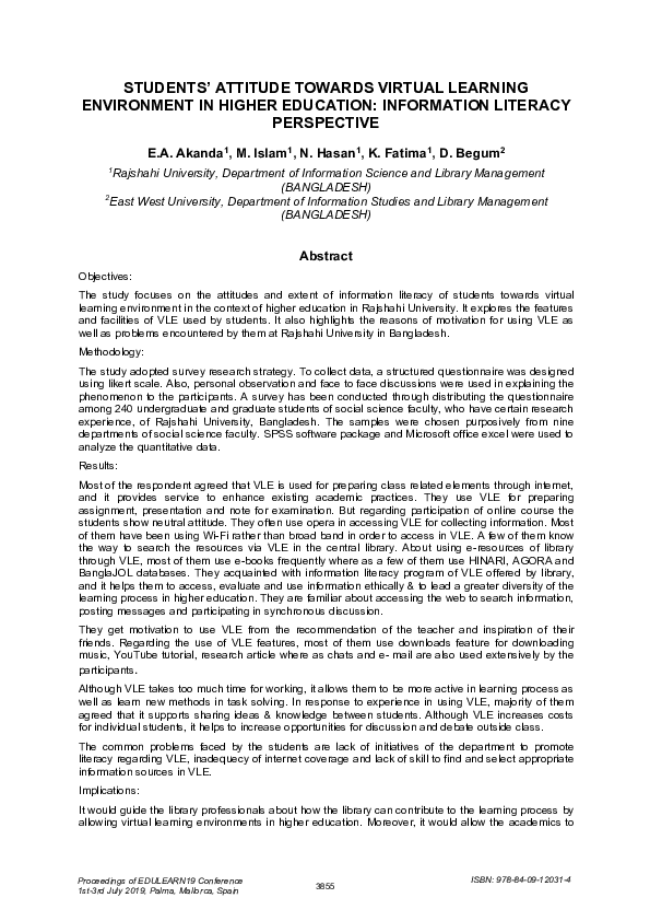 (PDF) Students’ Attitude Towards Virtual Learning Environment in Higher ...