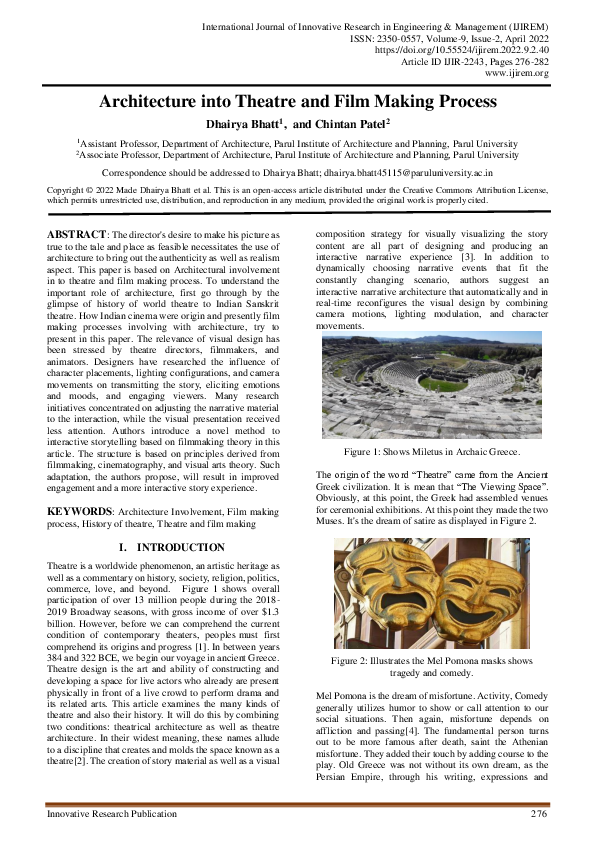 (PDF) Architecture into Theatre and Film Making Process