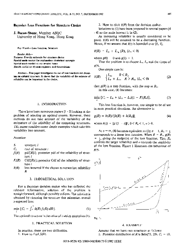 (PDF) Bayesian Loss Functions for Structure Choice