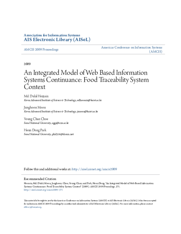 (PDF) An Integrated Model of Web Based Information Systems Continuance ...