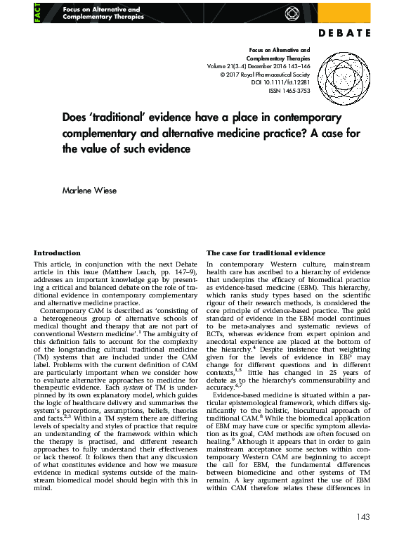 (PDF) Does 'traditional' evidence have a place in contemporary ...