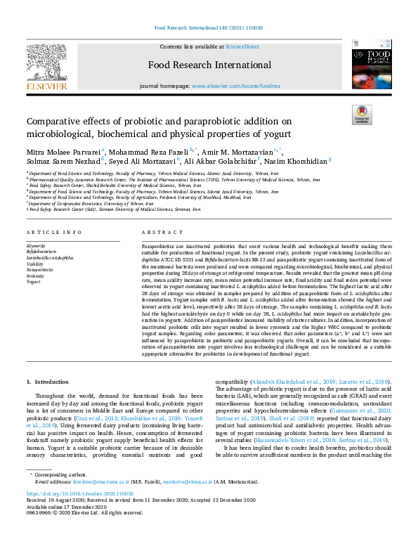 (PDF) Comparative effects of probiotic and paraprobiotic addition on ...