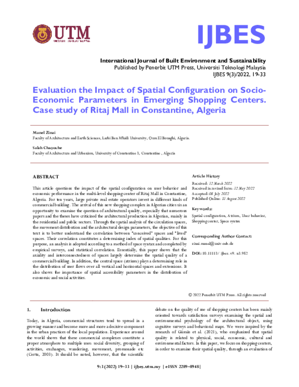 (PDF) Evaluation the Impact of Spatial Configuration on Socio-Economic ...