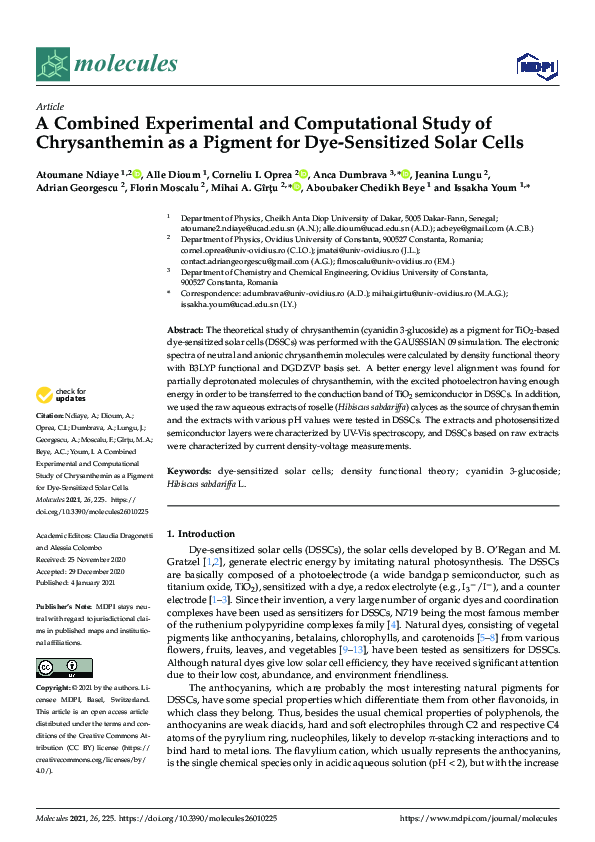 (PDF) A Combined Experimental and Computational Study of Chrysanthemin ...