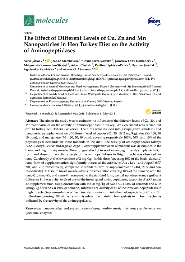 (PDF) The Effect of Different Levels of Cu, Zn and Mn Nanoparticles in ...