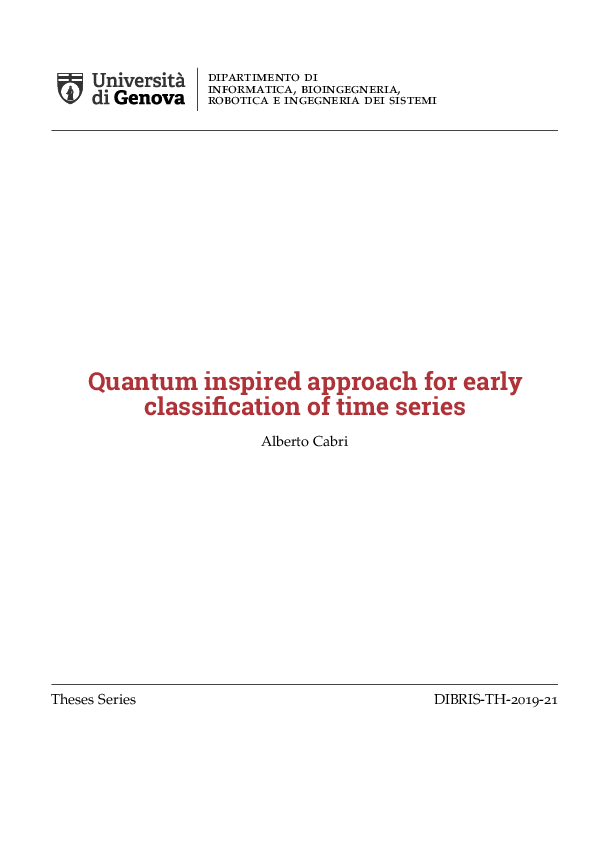 (PDF) Quantum inspired approach for early classification of time series