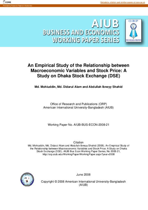 (PDF) An Empirical Study of the Relationship between Macroeconomic ...