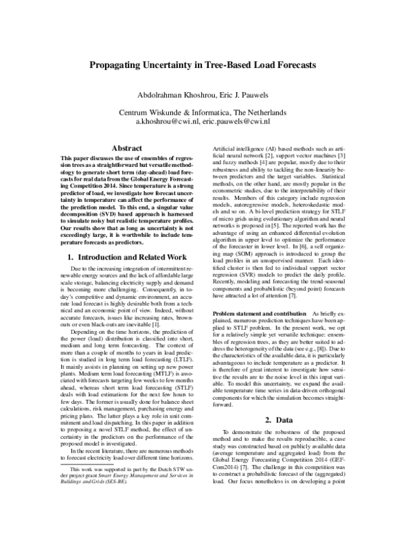(PDF) Propagating Uncertainty in Tree-Based Load Forecasts