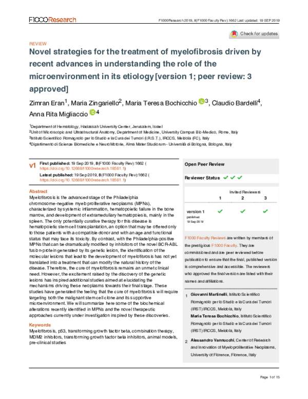 (PDF) Novel strategies for the treatment of myelofibrosis driven by ...