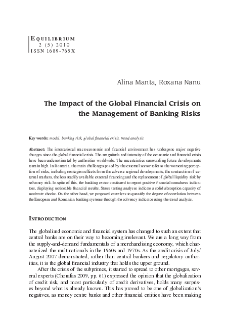 (PDF) The Impact of the Global Financial Crisis on the Management of ...