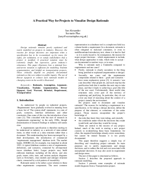 (PDF) A Practical Way for Projects to Visualize Design Rationale