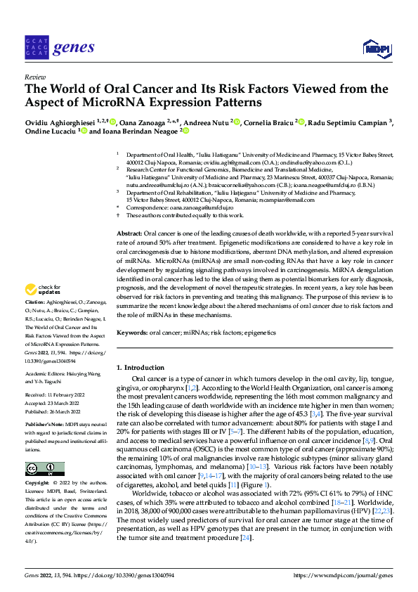 (PDF) The World of Oral Cancer and Its Risk Factors Viewed from the ...