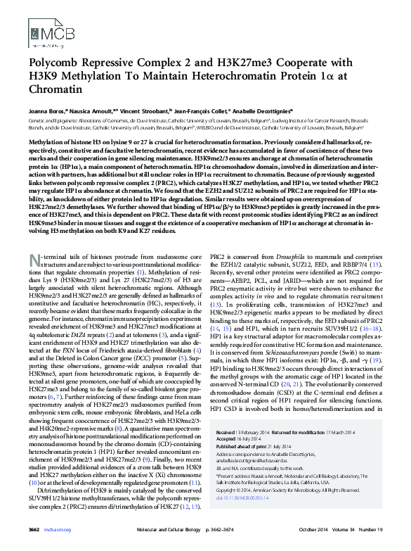 (PDF) Polycomb repressive complex 2 and H3K27me3 cooperate with H3K9 ...