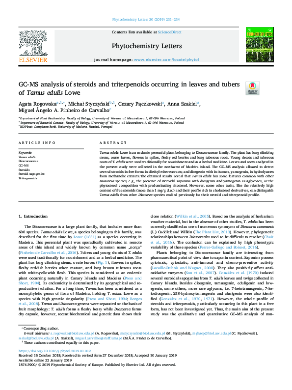 (PDF) GC-MS analysis of steroids and triterpenoids occurring in leaves ...