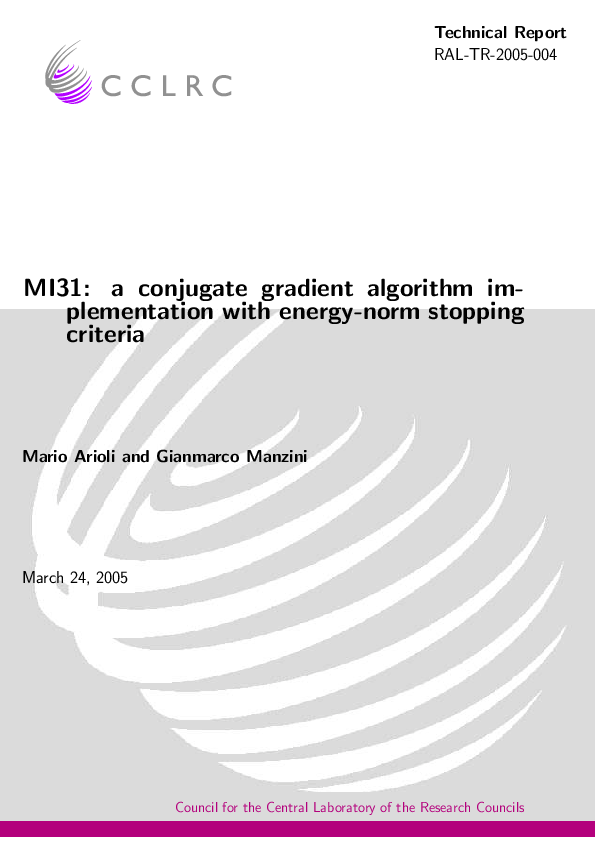 (PDF) MI31: a conjugate gradient algorithm im-plementation with energy ...