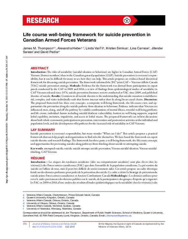 (PDF) Life course well-being framework for suicide prevention in ...