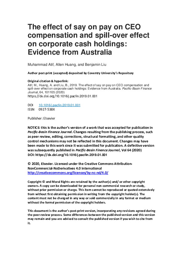 (PDF) The effect of say on pay on CEO compensation and spill-over ...