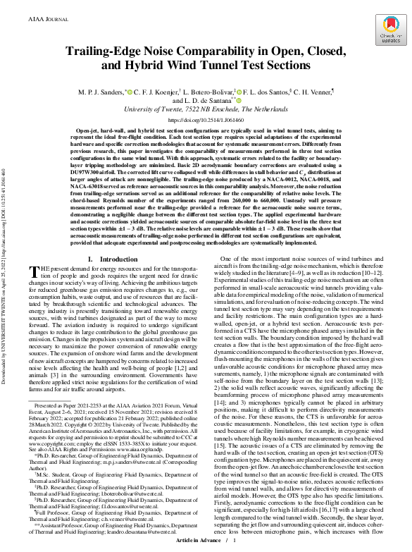 (PDF) Trailing-Edge Noise Comparability in Open, Closed, and Hybrid ...
