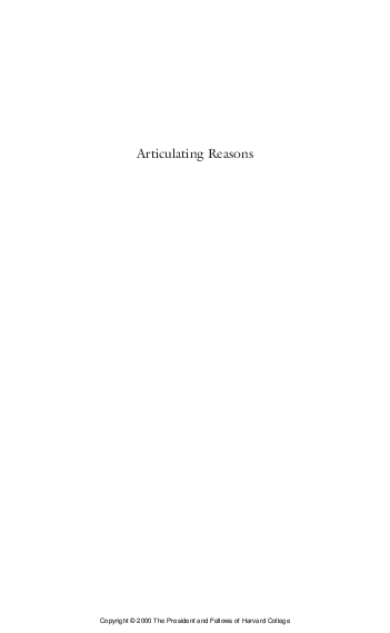 (PDF) Robert B. Brandom Articulating Reasons An Introduction to ...